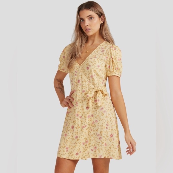 Billabong Sunlit Floral Mini Wrap Dress - Picture 1 of 14